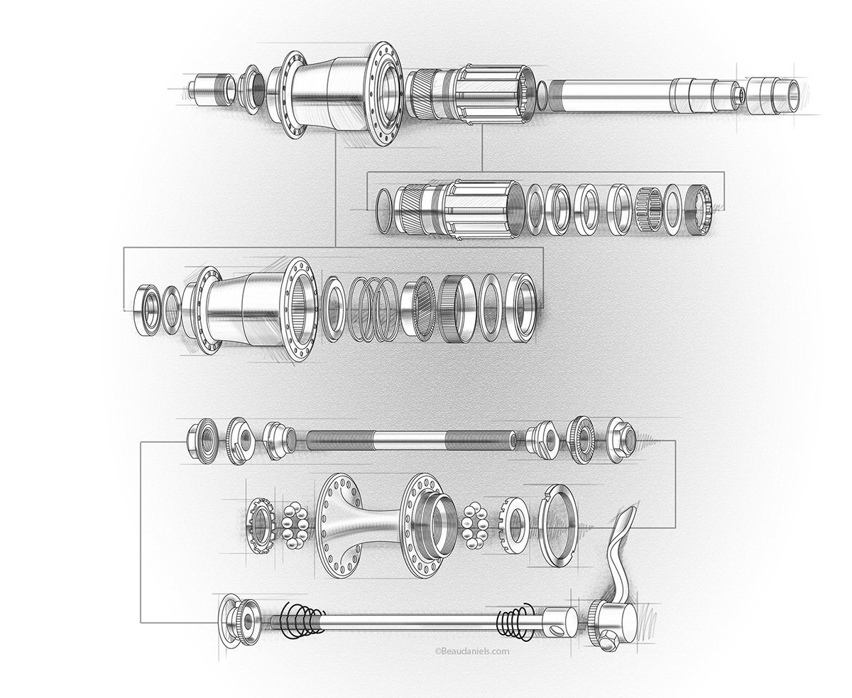 Technical illustration, Beau and Alan Daniels. - The Bicycle Project