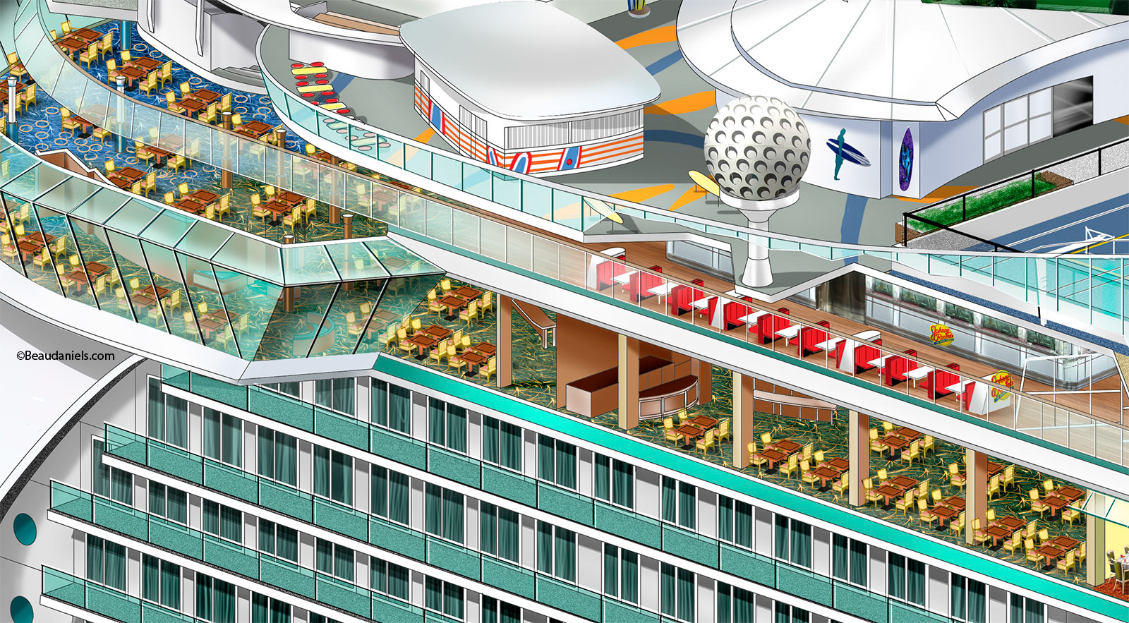 Freedom of the Seas, Food court.
