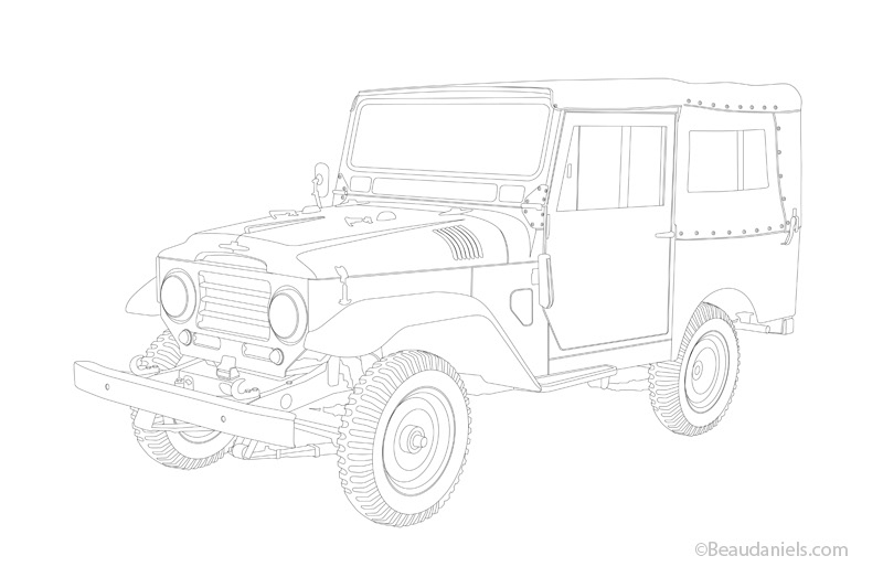 1957 FJ25 Landcruiser line art in adobe illustrator.