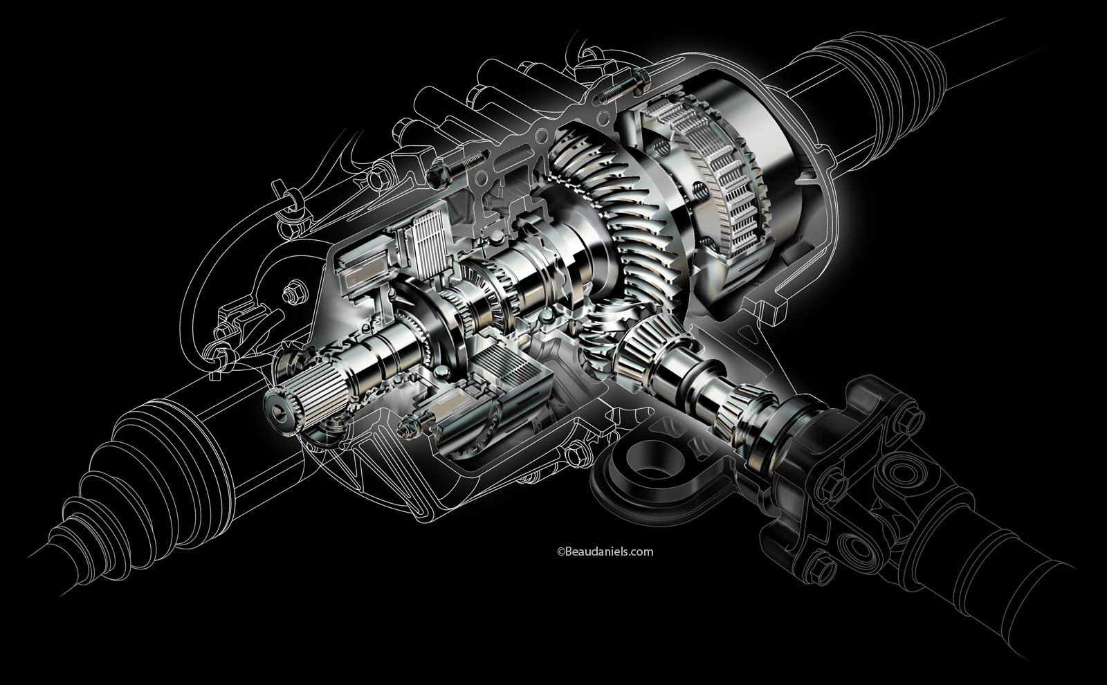 Acura MDX differential cutaway illustration.