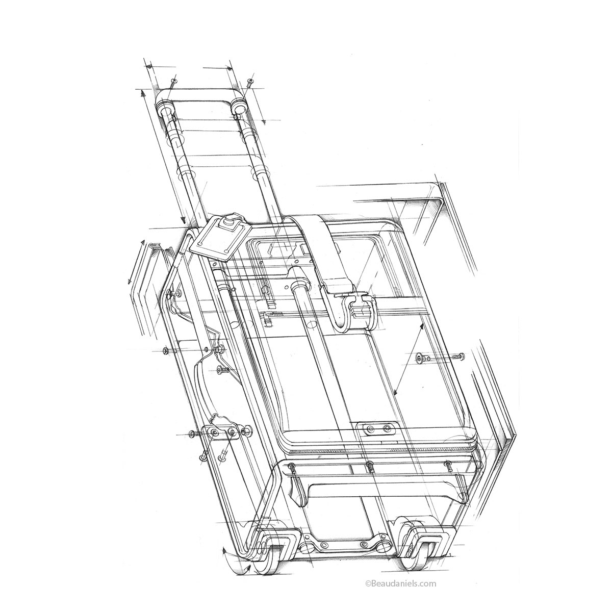 Tumi luggage, product illustration.