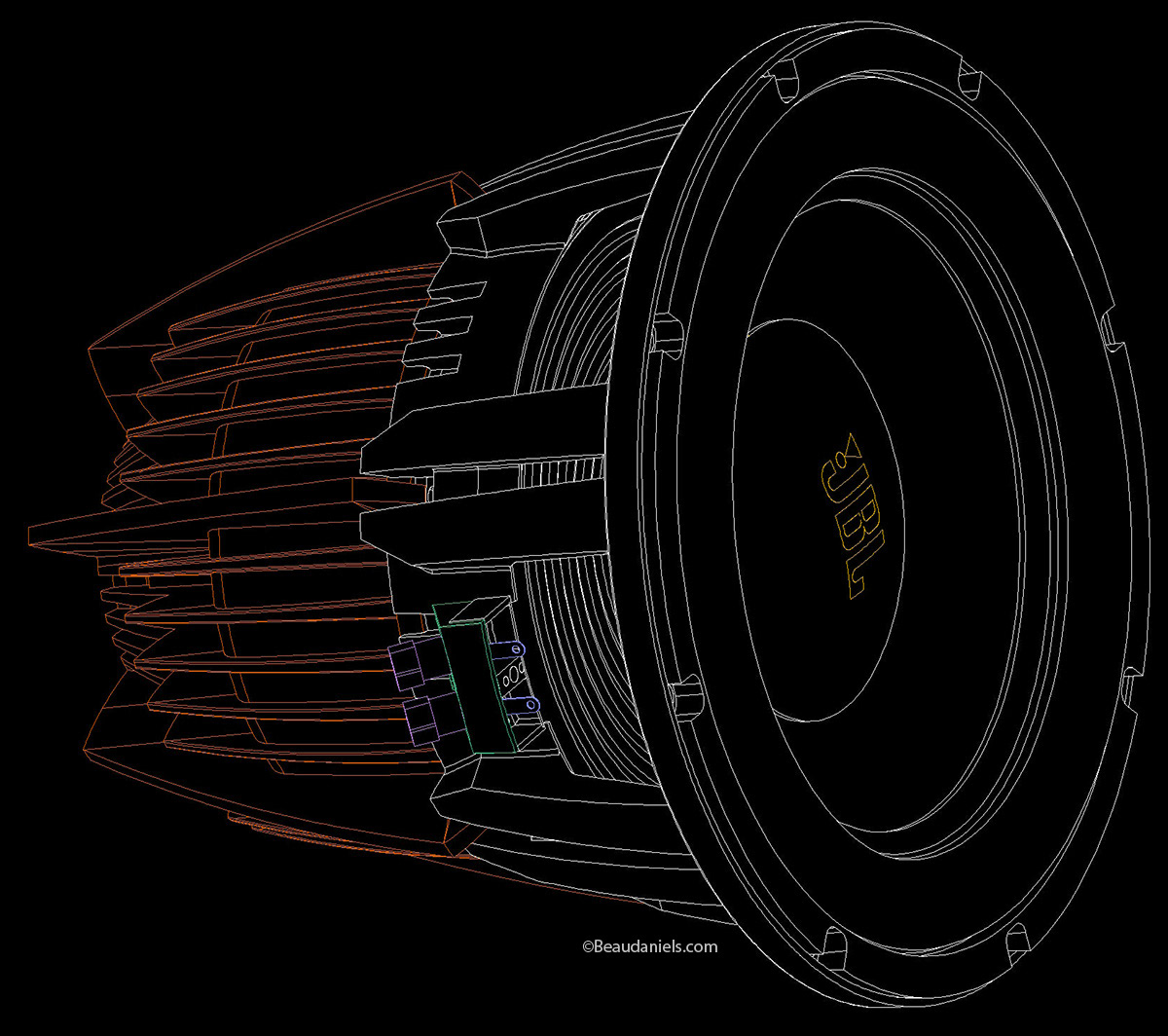 Line art JBL 3/4 illustration