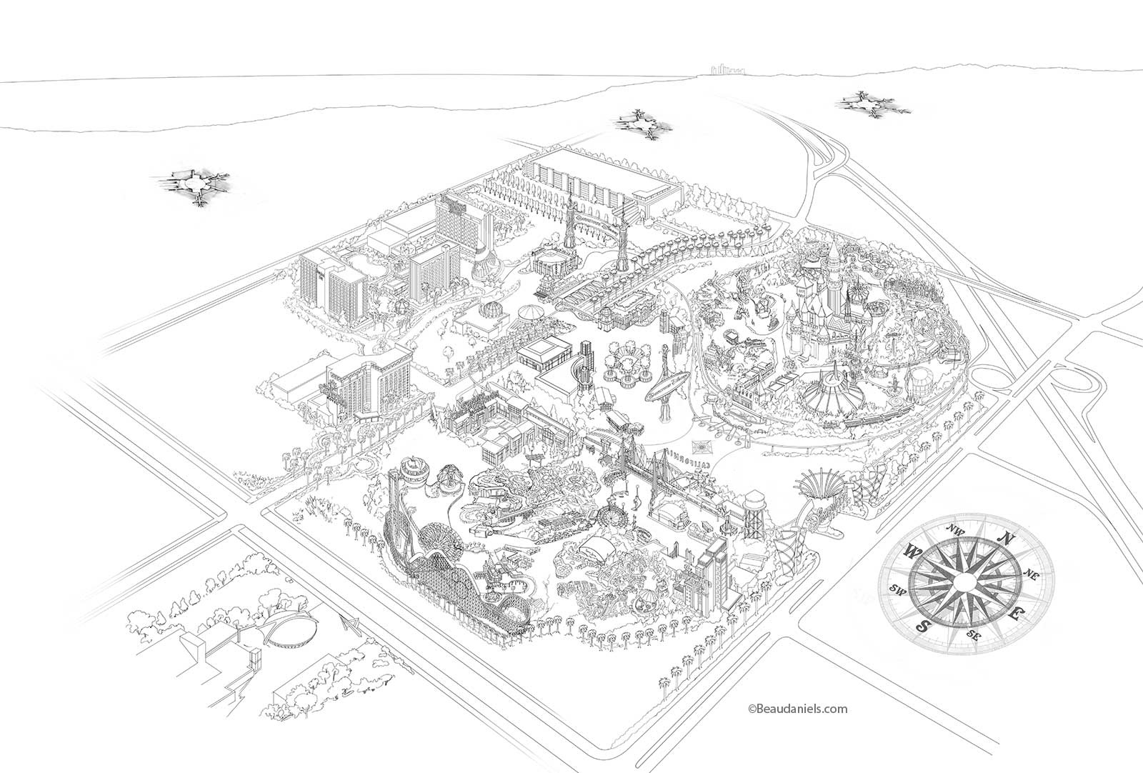 Disney map line art