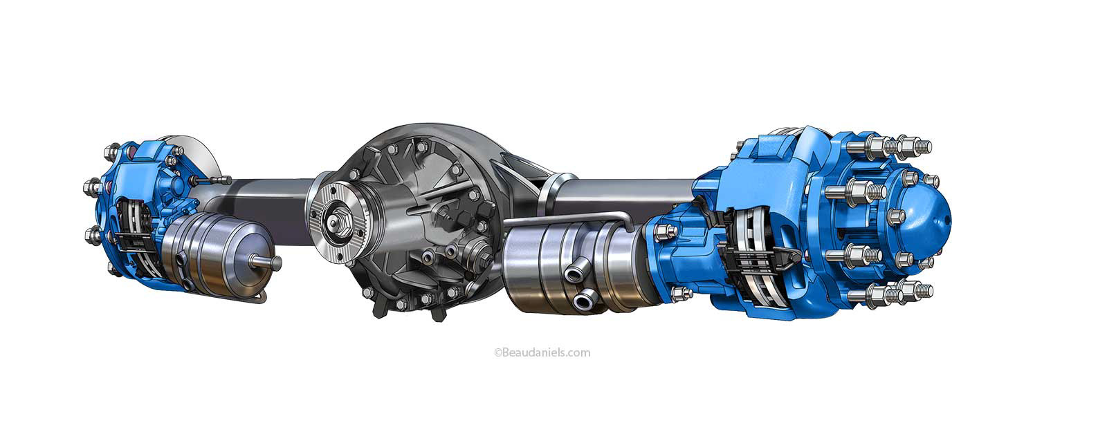 Isolated rear axel and differential