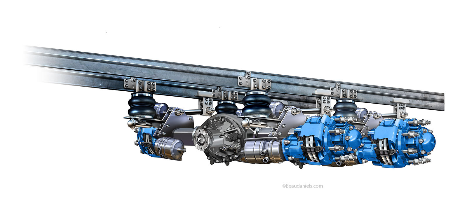 Double rear axel technical illustration
