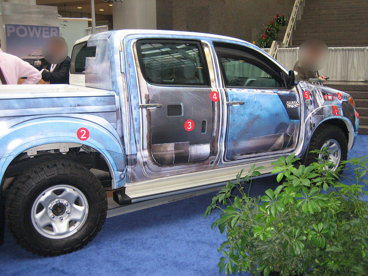 BAE Hilux at a trade show.