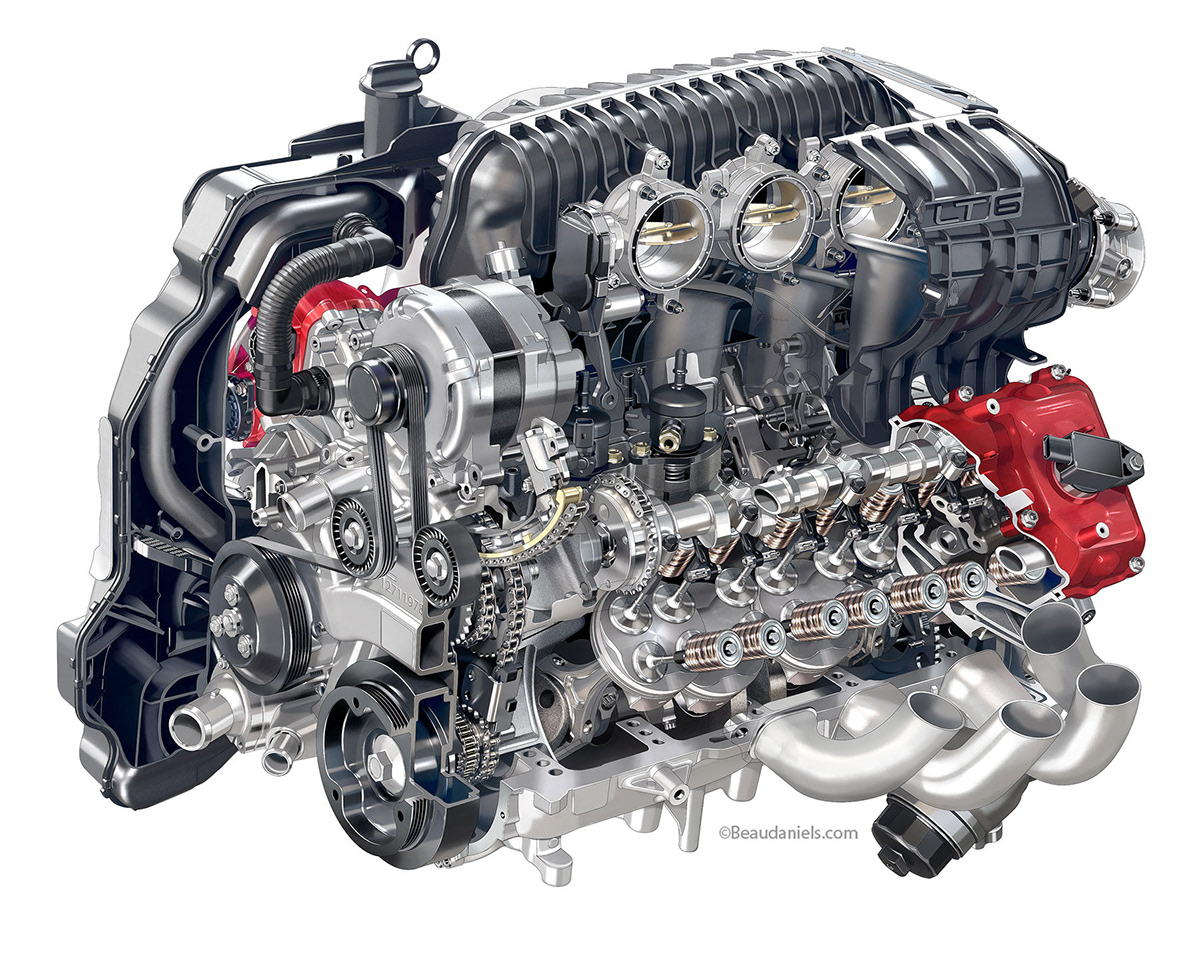 Technical Illustration, Beau And Alan Daniels. - Corvette Z06 Cutaway 