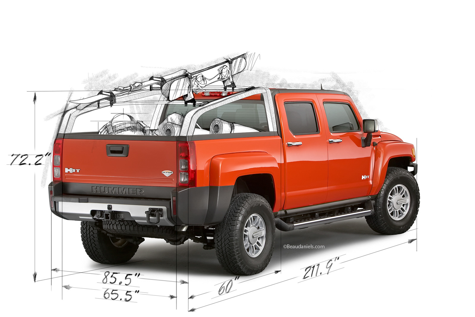 Hummer H3T,anothe version of the snow package. Drawn and composited in photoshop.