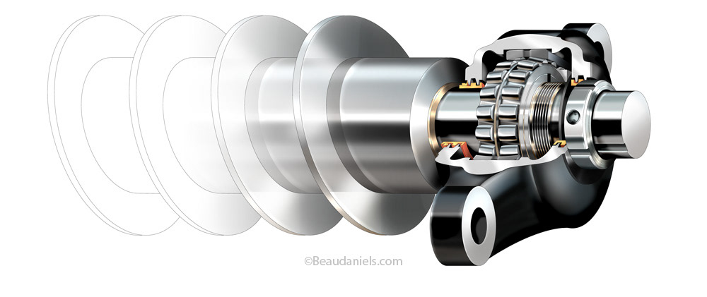 Auger bearings. Cutaway illustration used in both print and as layers for animation assets.