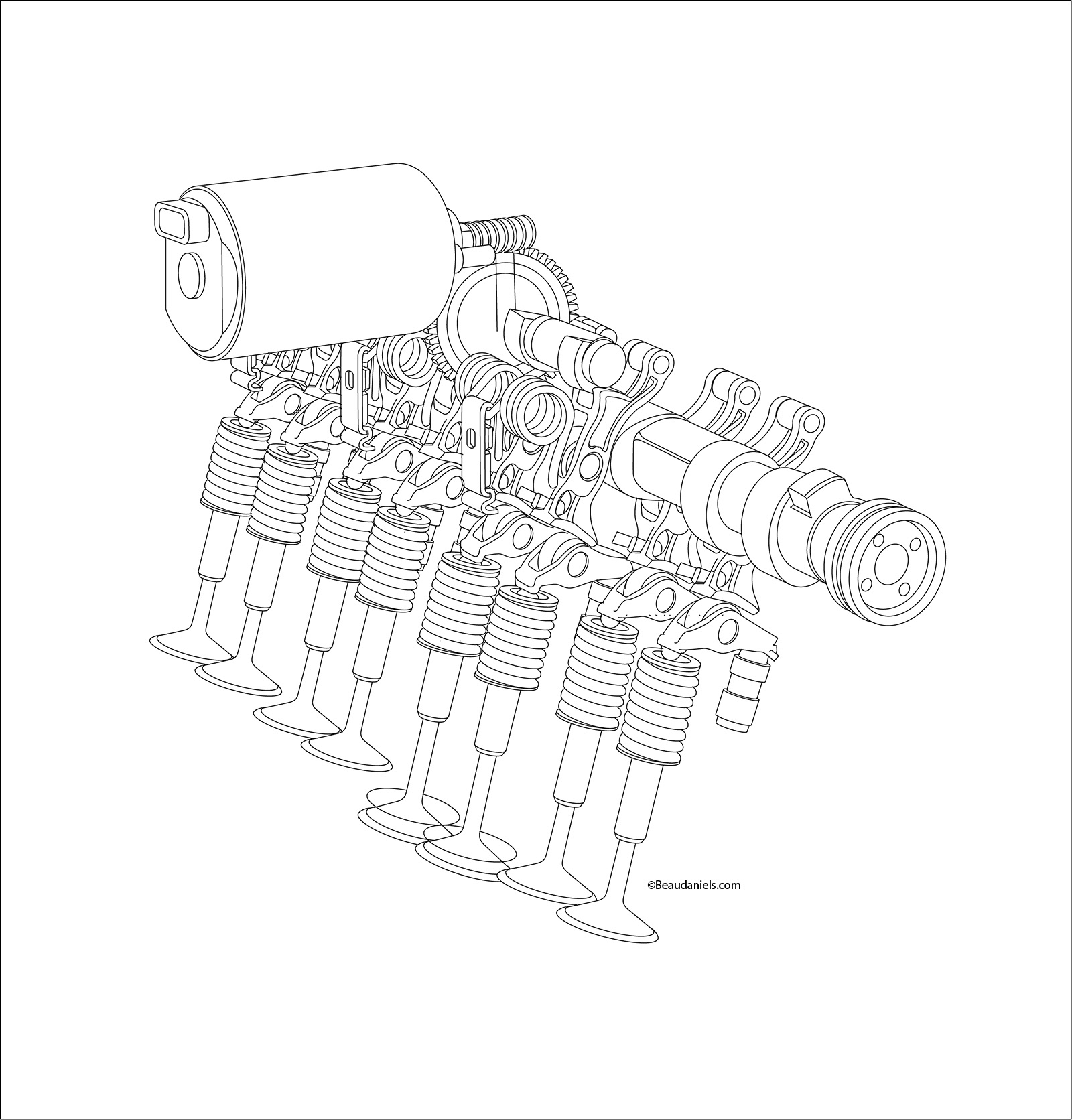 Line art that was drawn for the Valvetronic illustration.