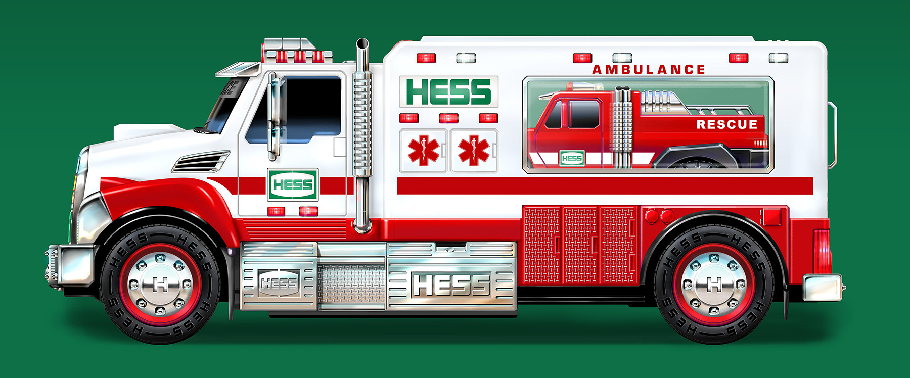 Hess first responder toy truck side illustration.