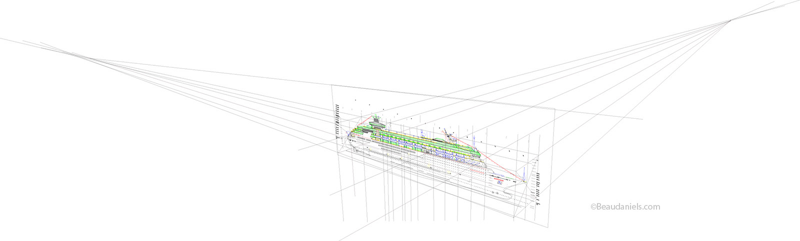 The profile illustration is dropped into perspective in illustrator. Monarch of the Seas