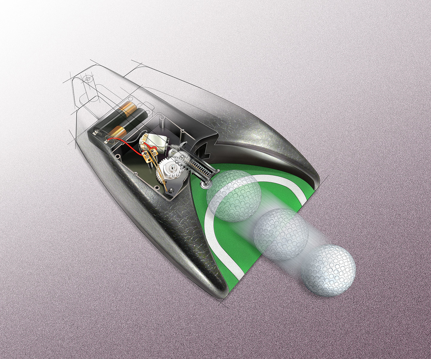 Golf putting machine.