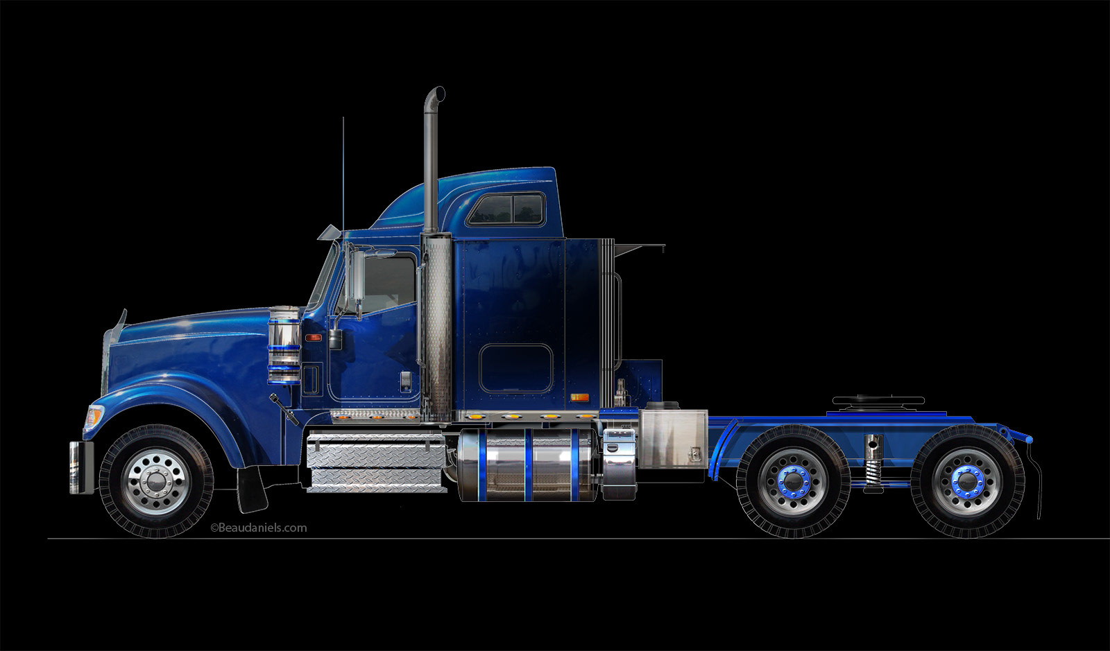 HGV, commercial vehicle., on black