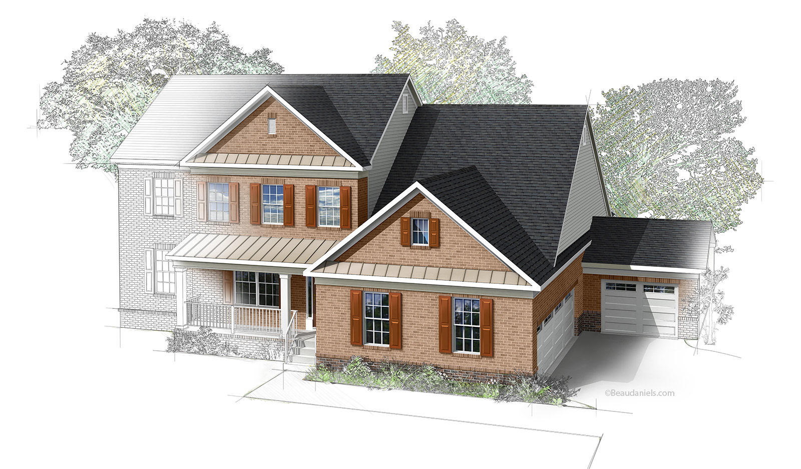 The house fully illustrated before being cut into.