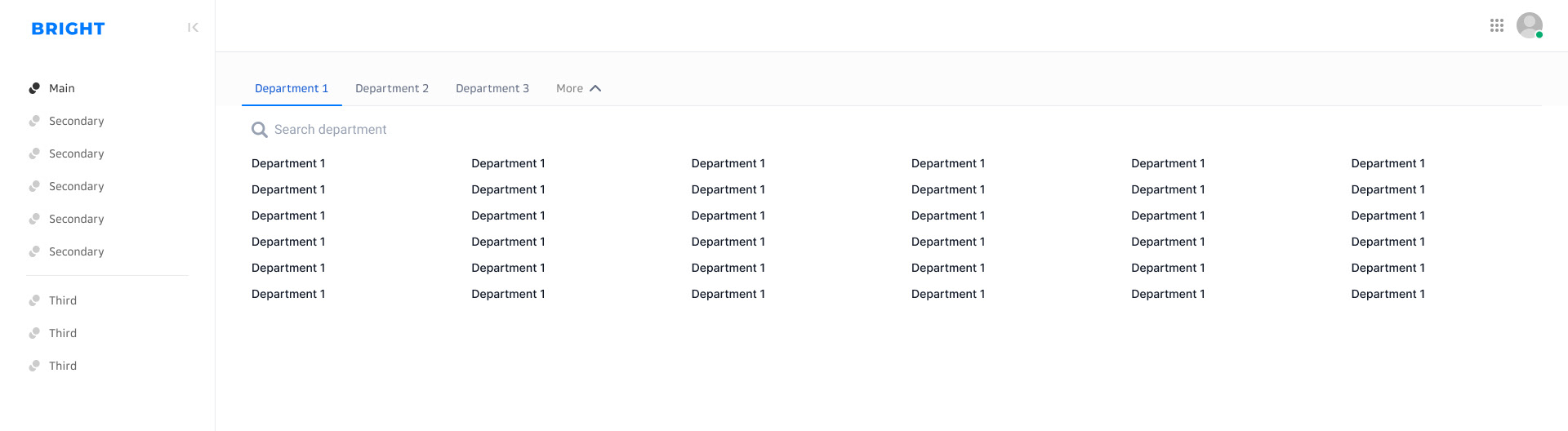 Suggest a solution if we have 30+ departments