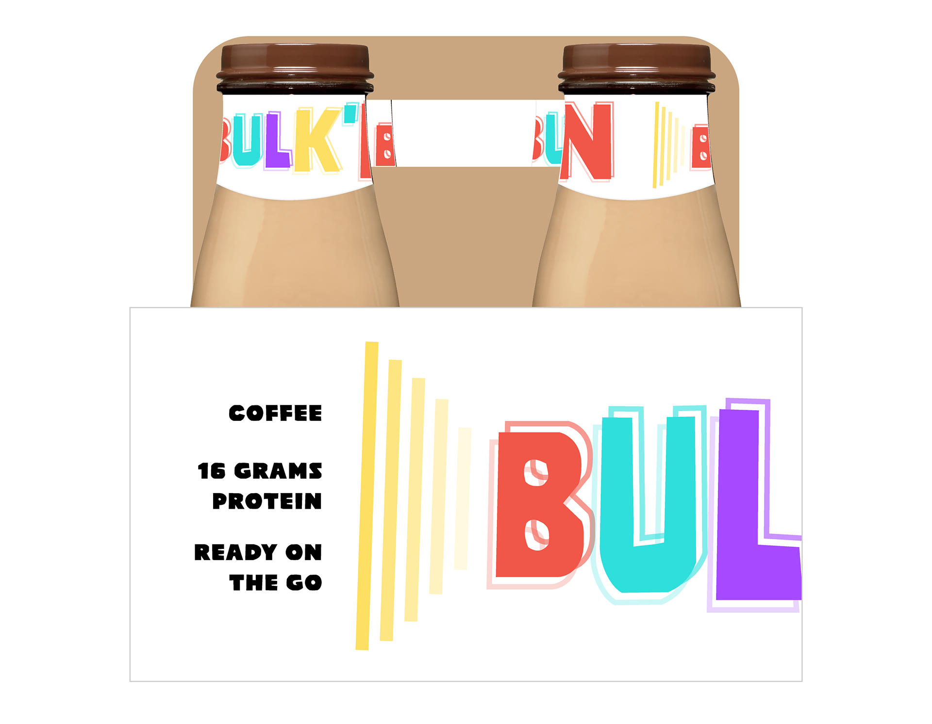 Full mock up of bottles on the container (view 1)