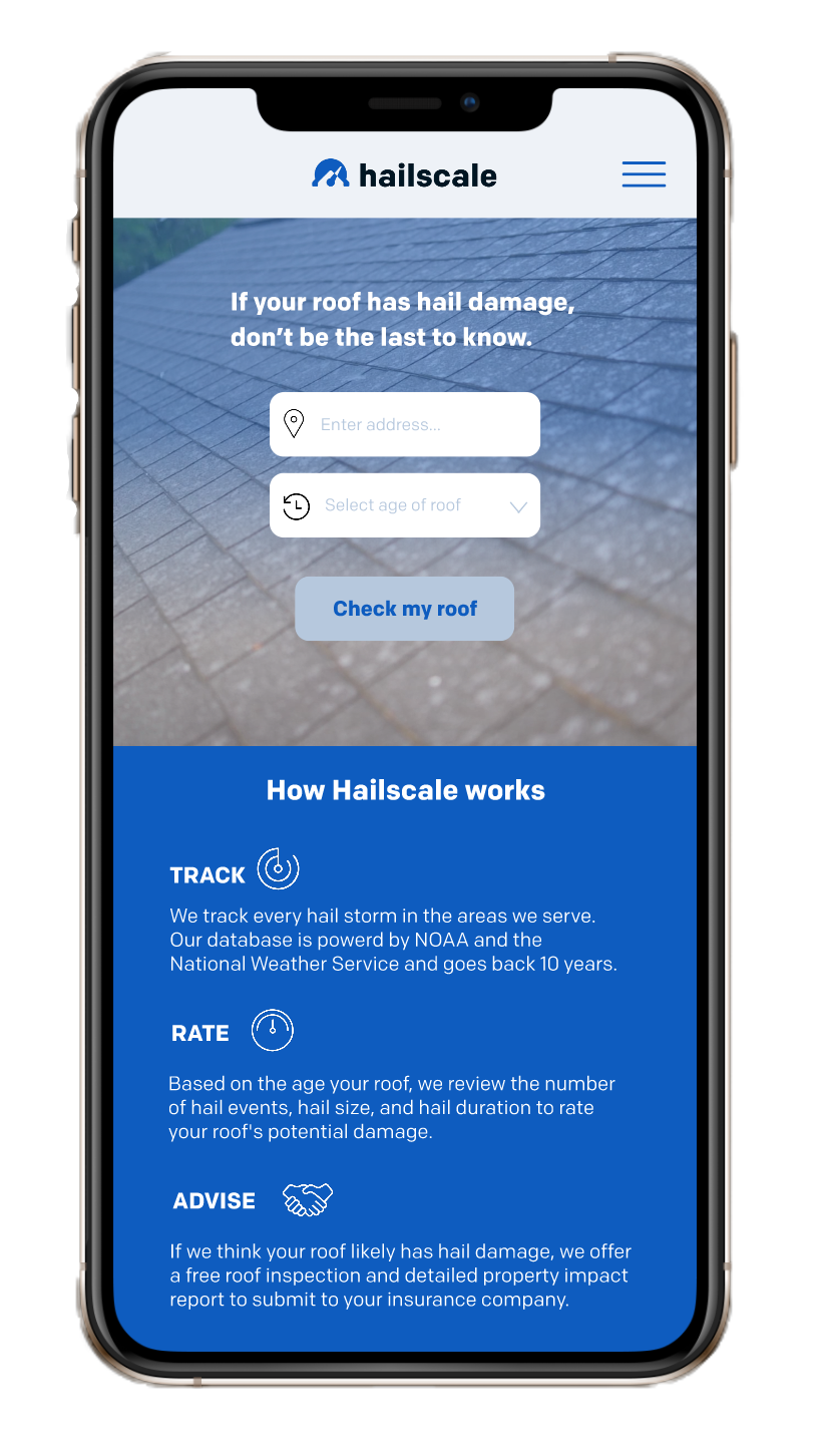 Mobile mockup of Homepage