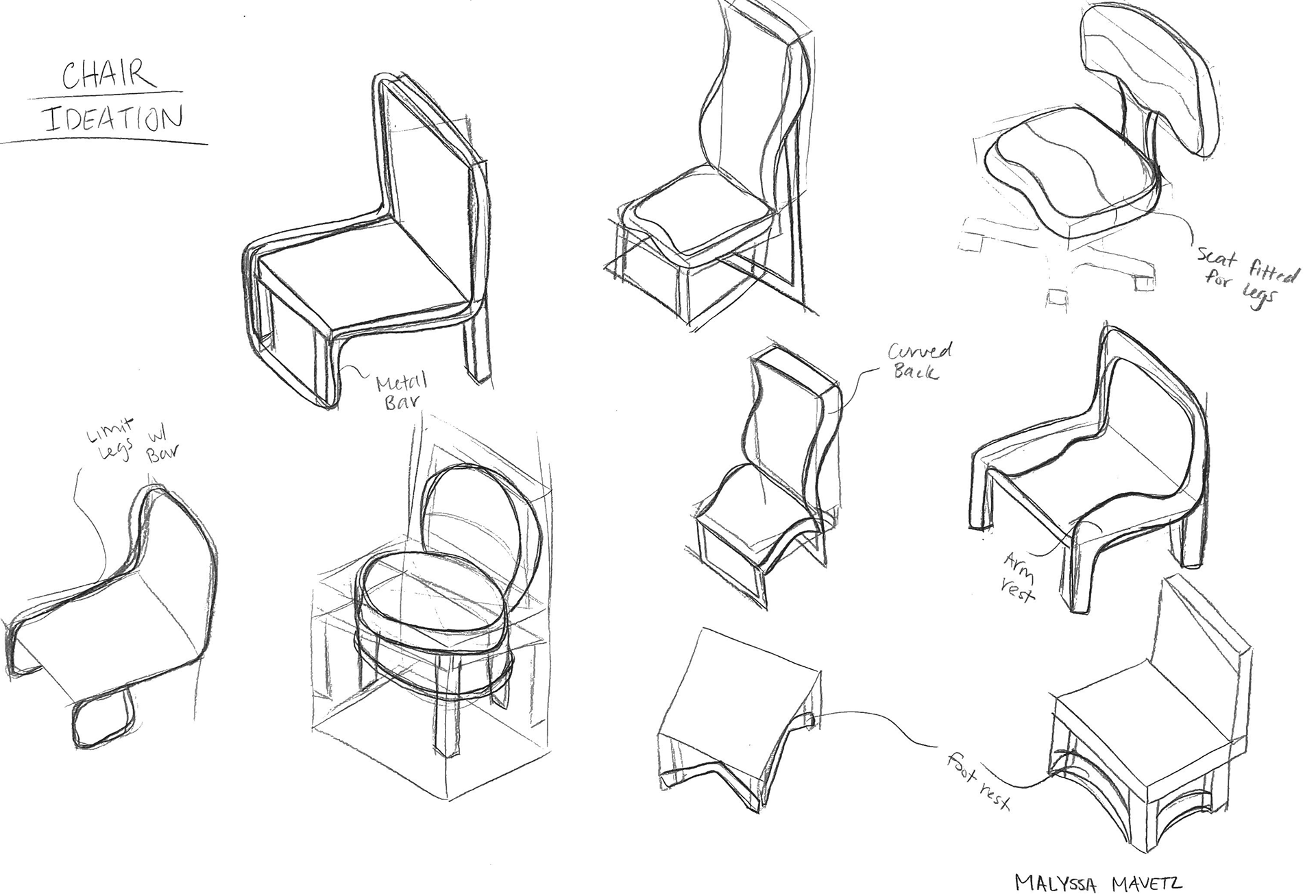 Chair ideation sketches