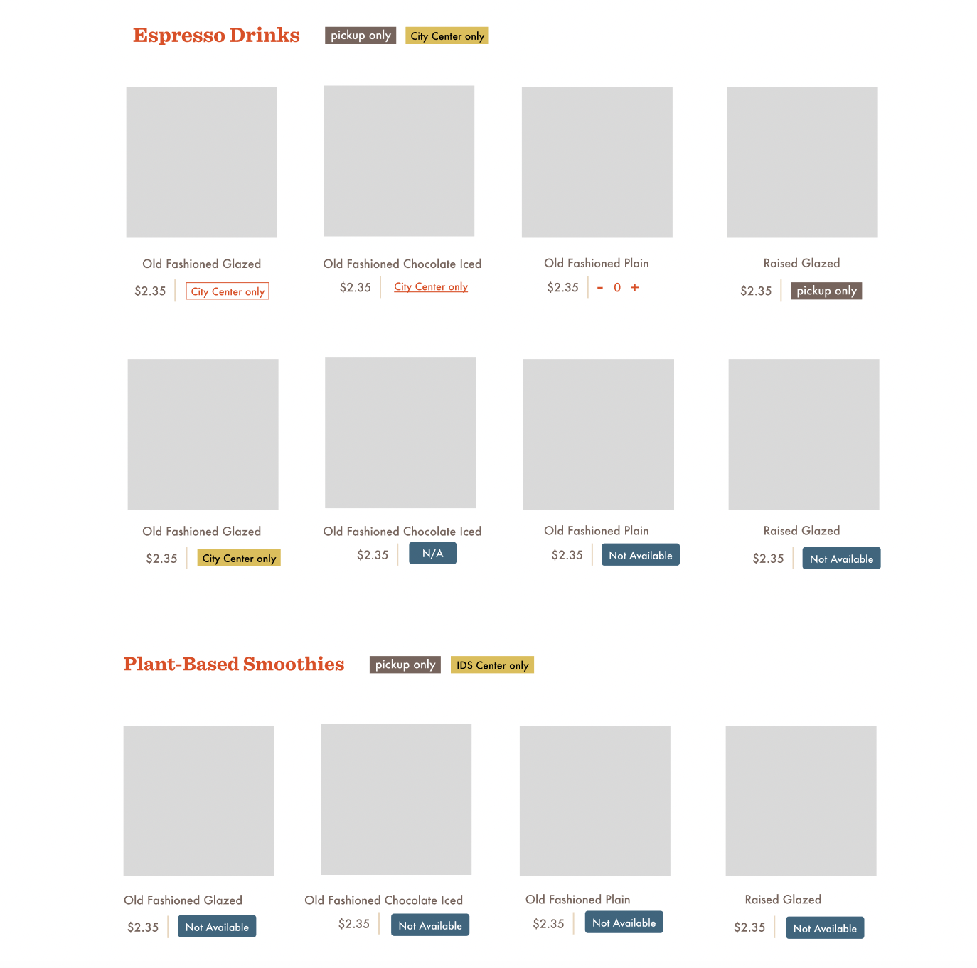 non-available item tag/button ideation