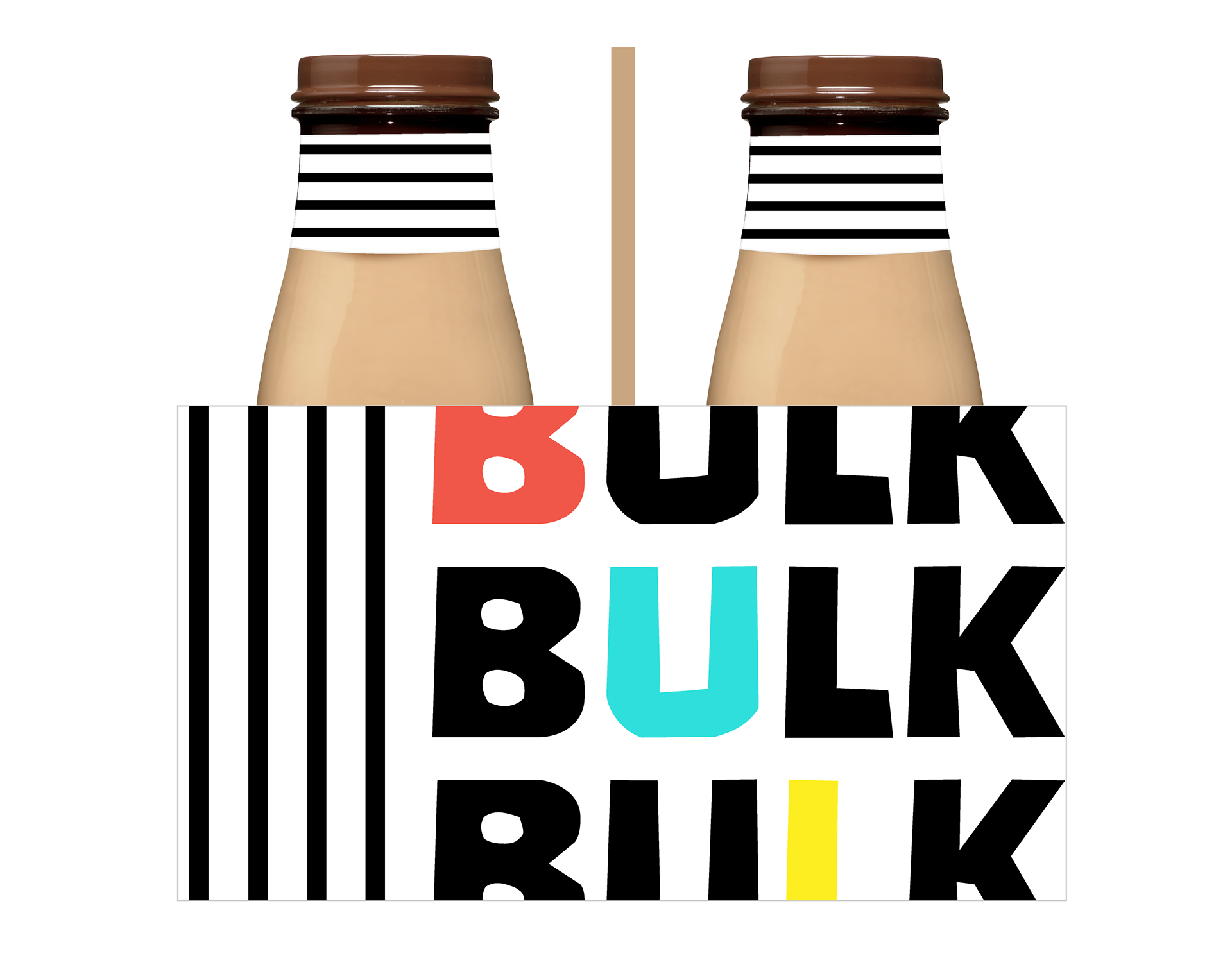 Final full mock up of bottles on the container (view 1)