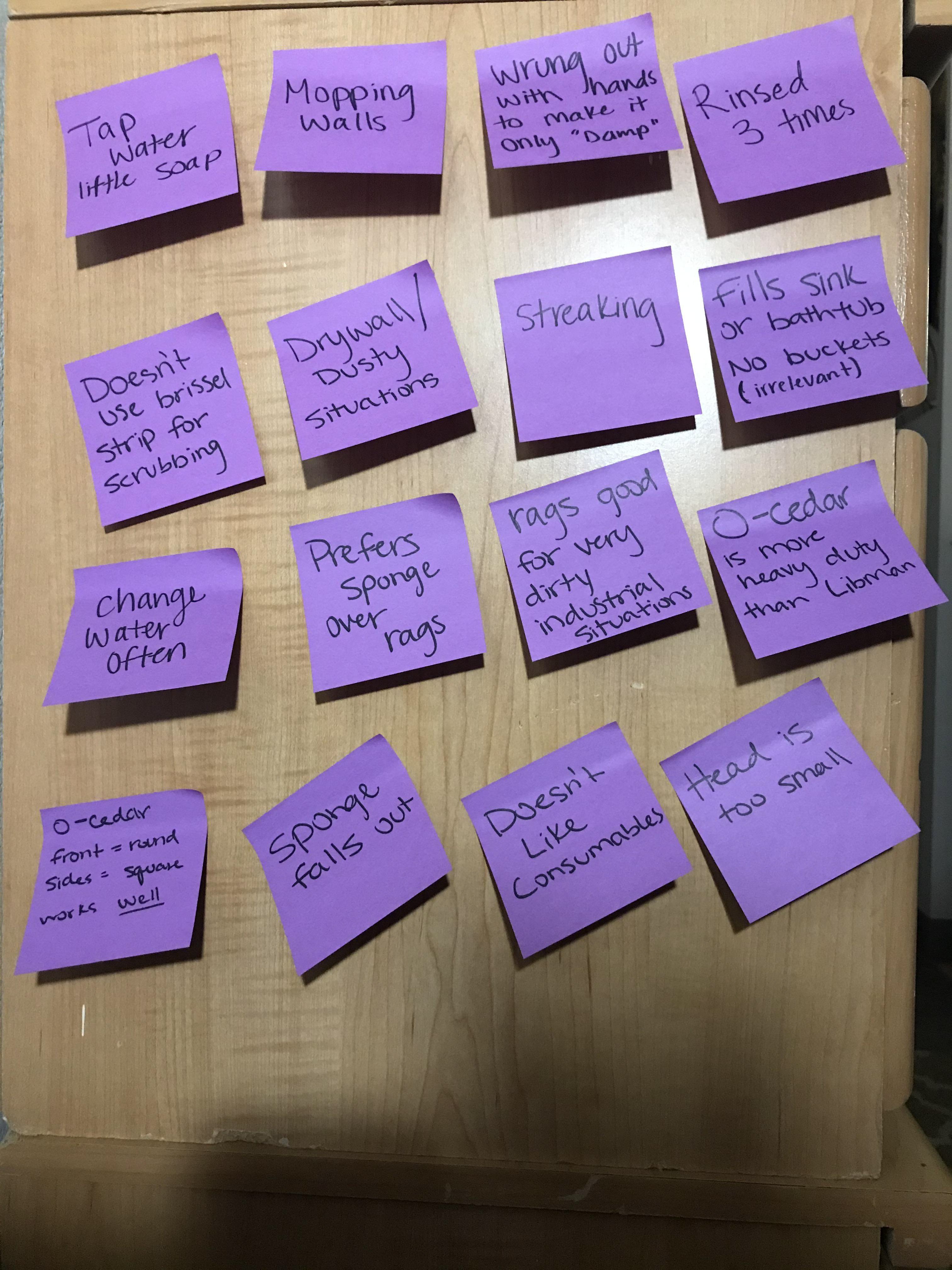 Post-it notes with user complaints