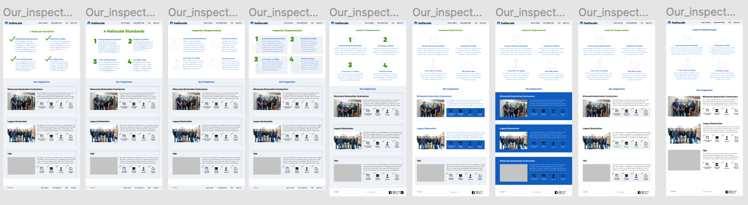 Certified Roofer page iterations