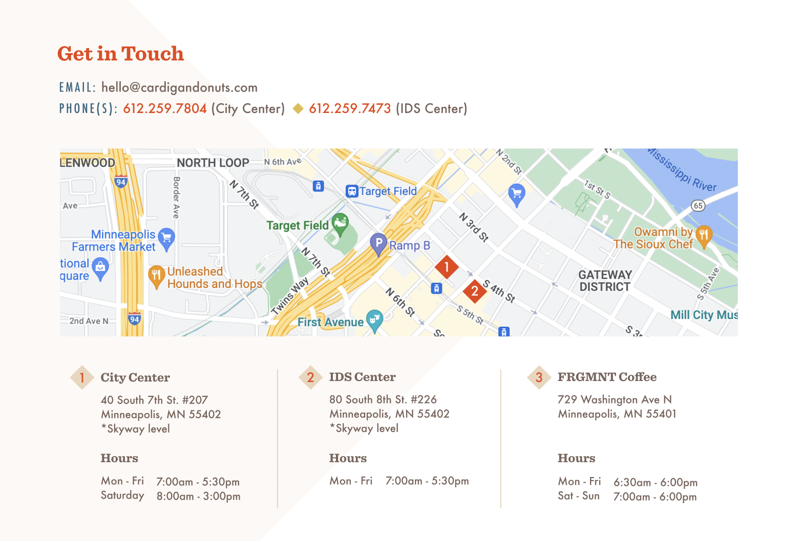 Get in touch page mockup