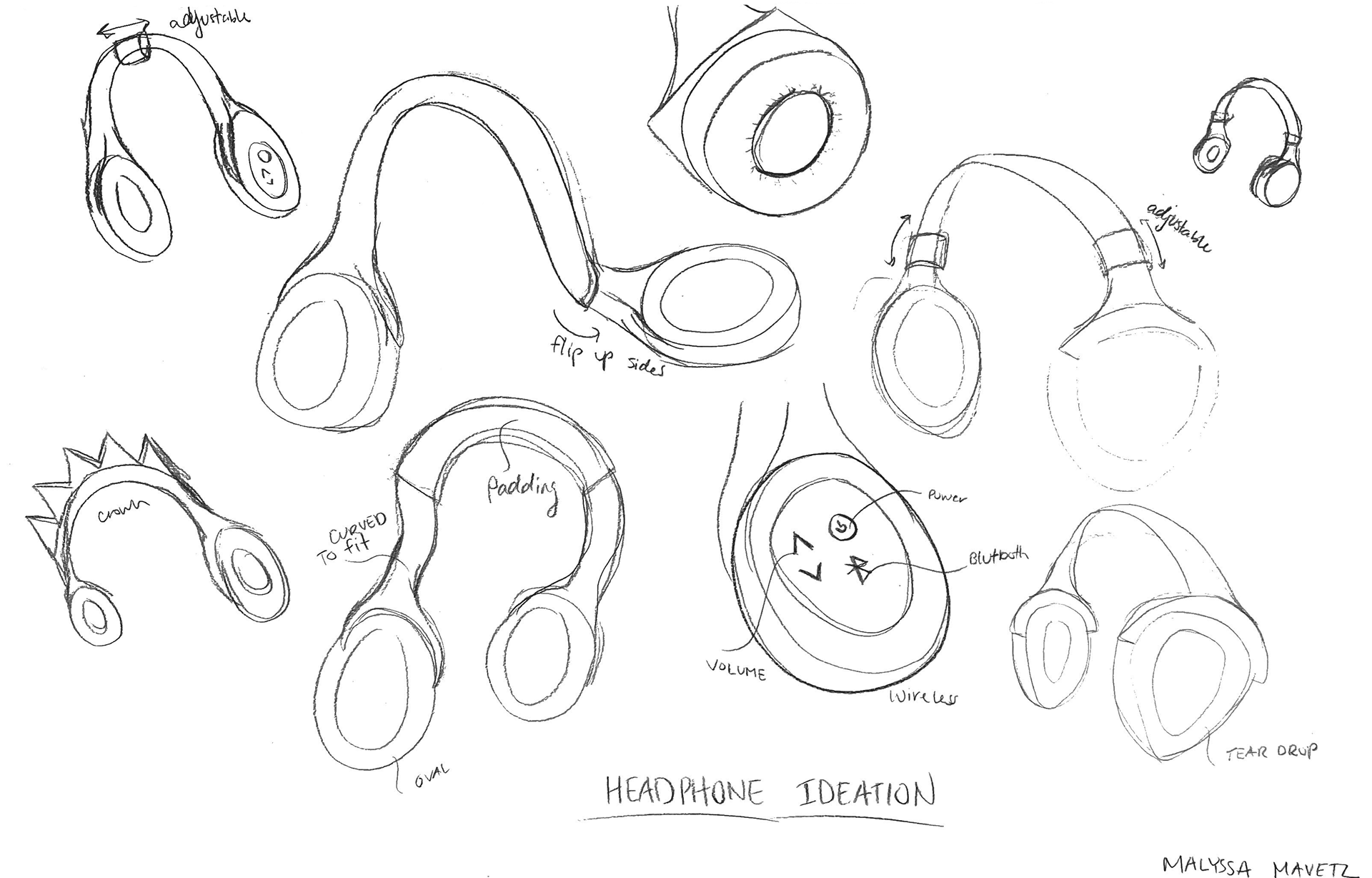 Headphones ideation sketches