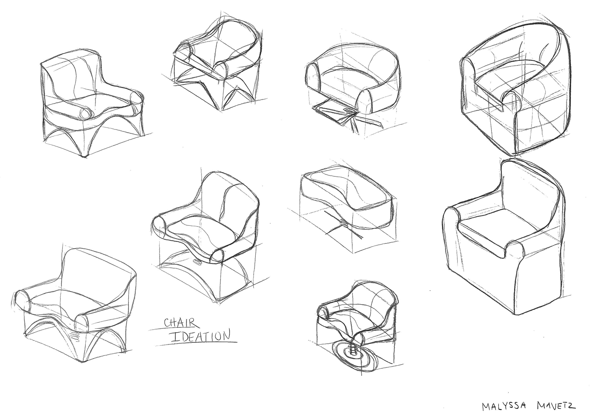 Chair ideation sketches