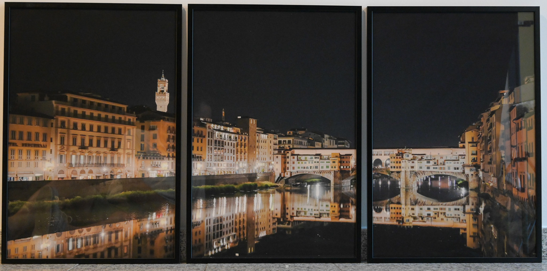 Art. 202 - CHF 190 - "Ponte vecchio a mezza notte" - 3 x 40x60 cm