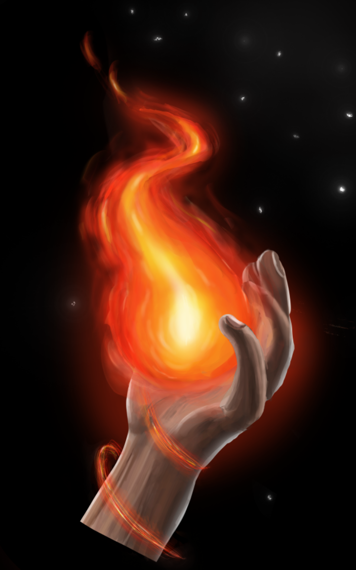 Etude flamme et mains