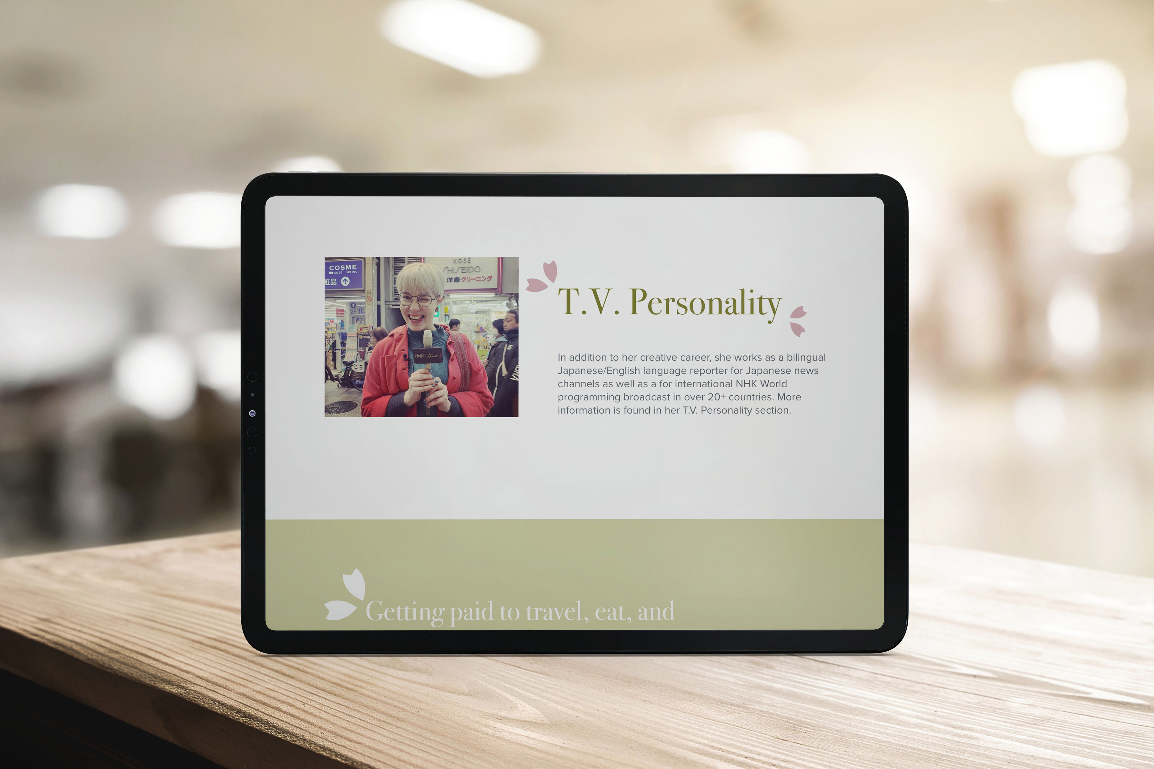 iPad Mockup: T.V. Personality Page