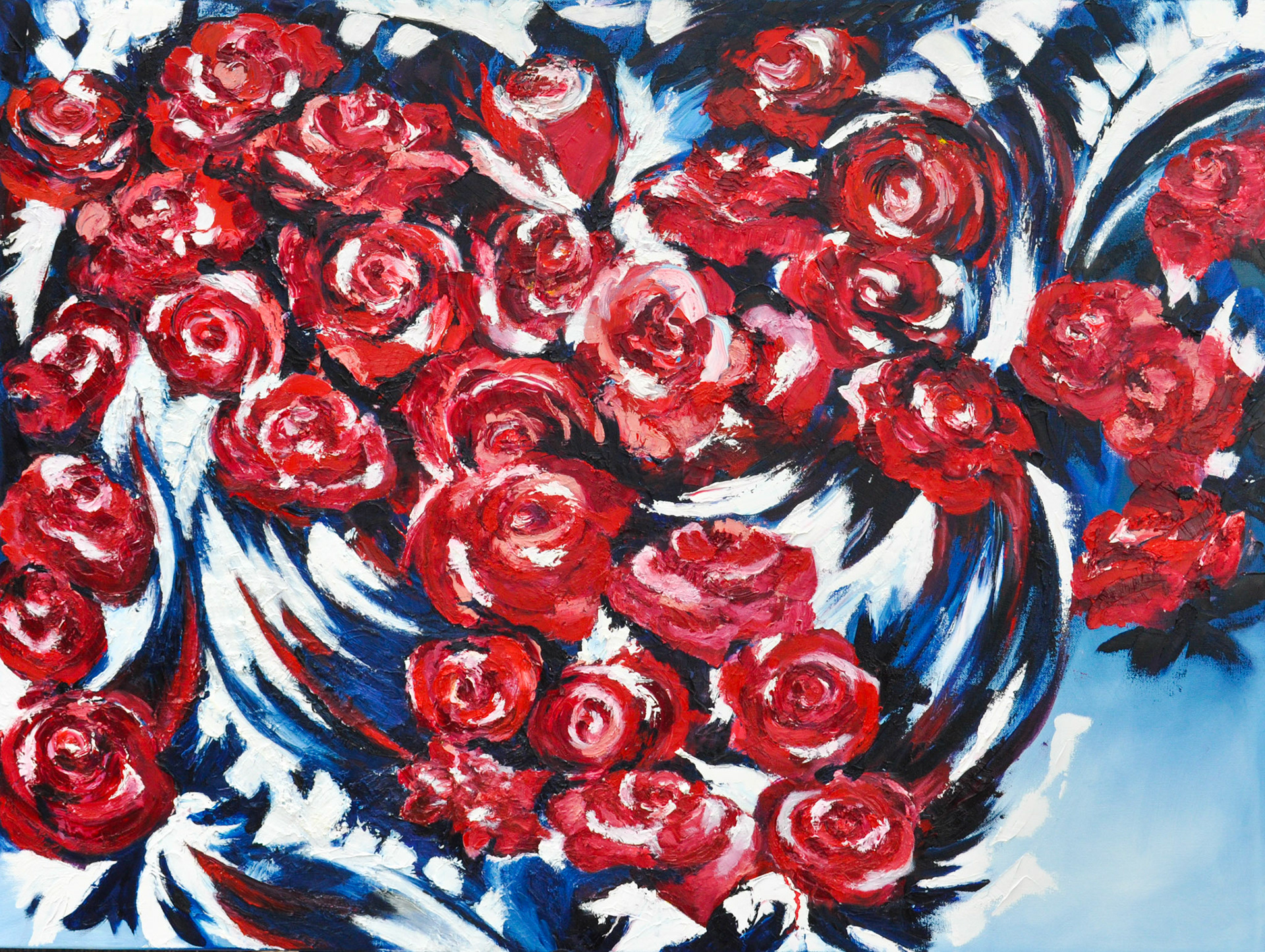 Red Rose Blue, 2019, Oil on canvas