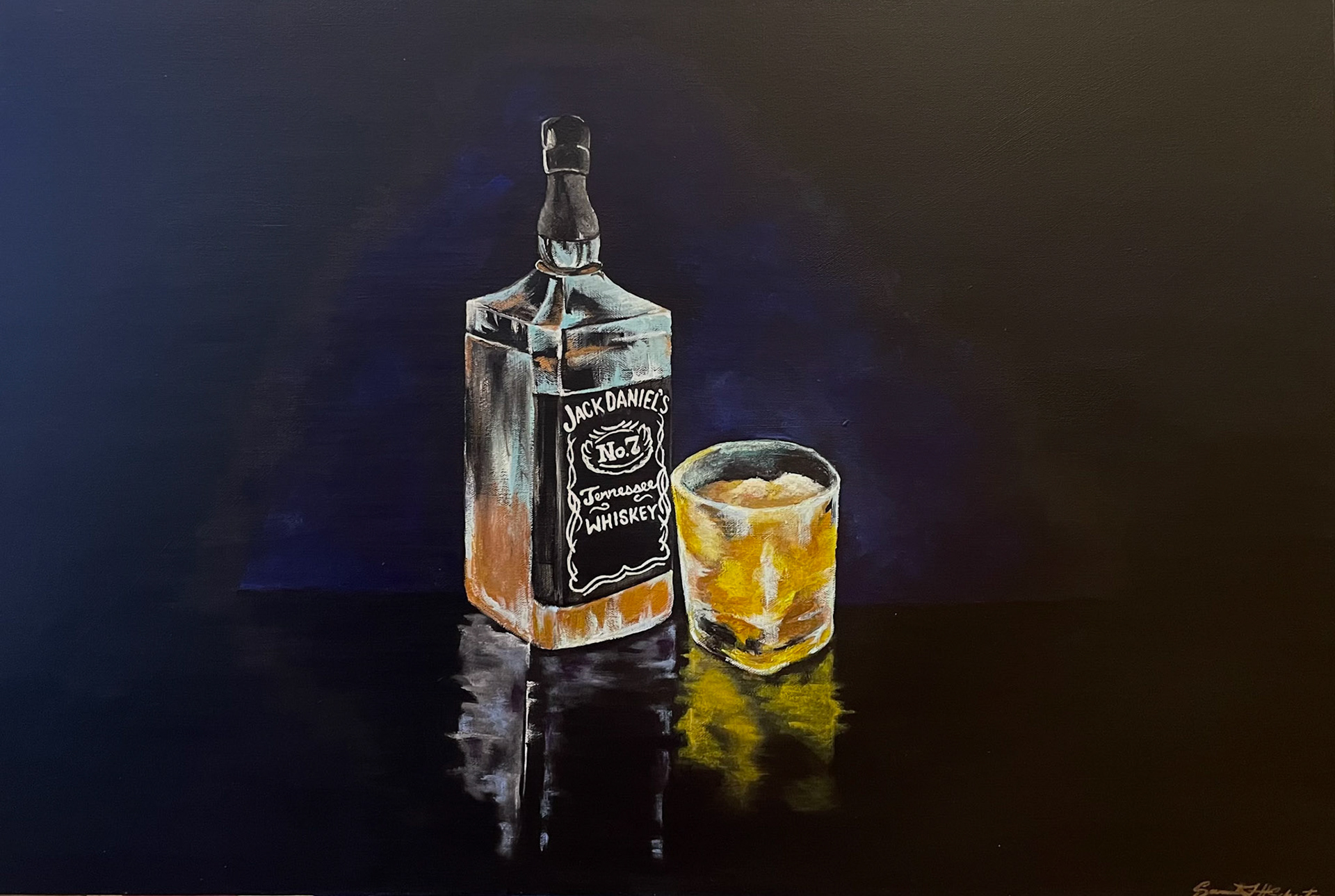 Jack Daniels, 2022, Acrylic on canvas, 24"x36" - Commissioned Piece