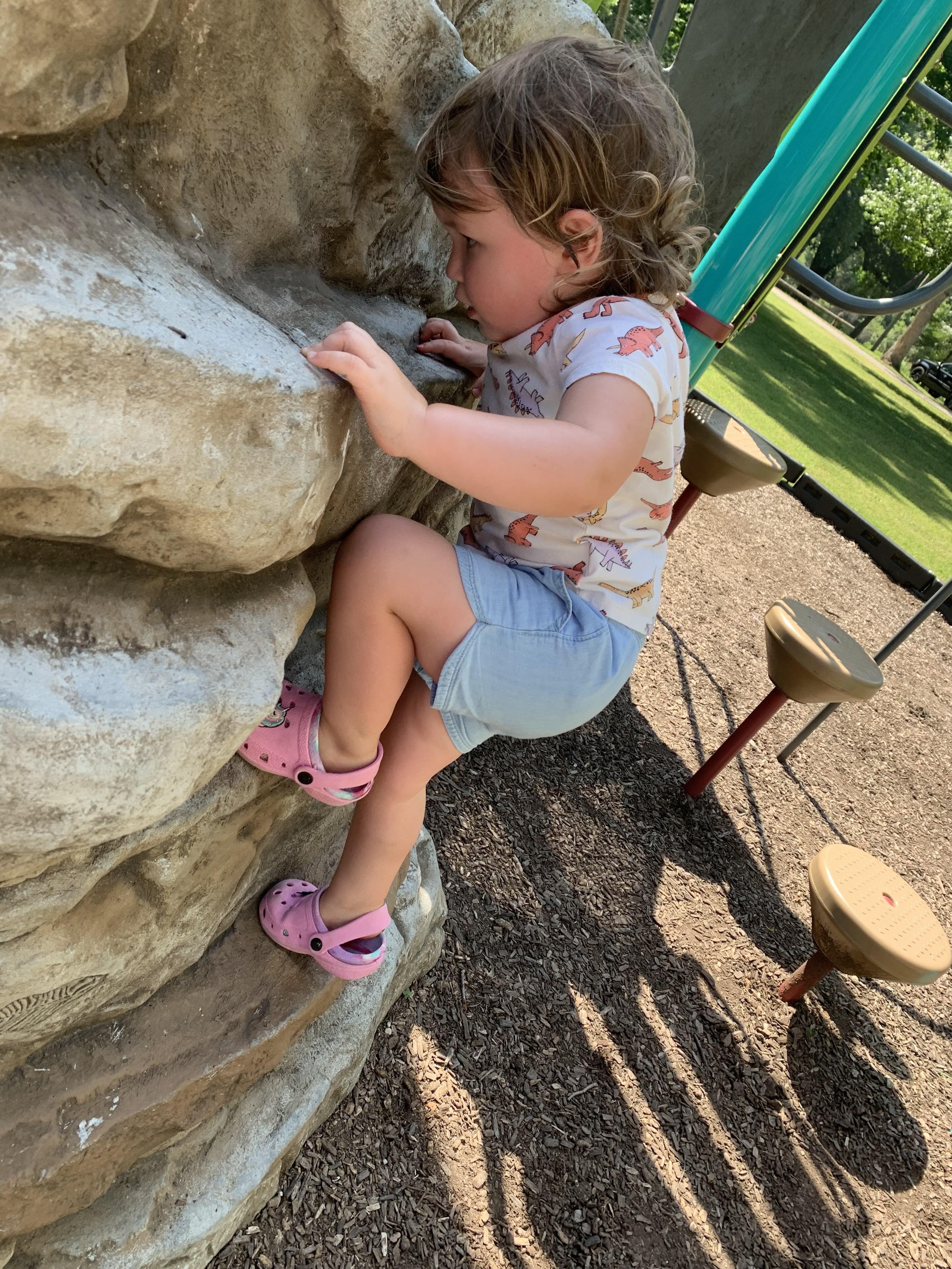 original image of girl climbing in playground