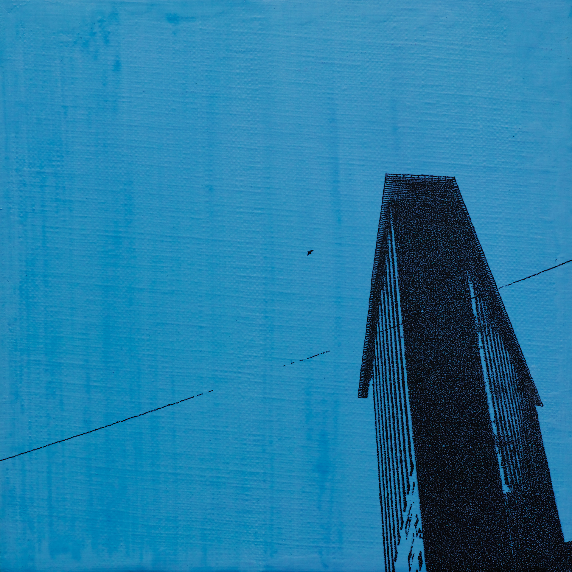 "Building,electric wire and bird at YOYOGI"