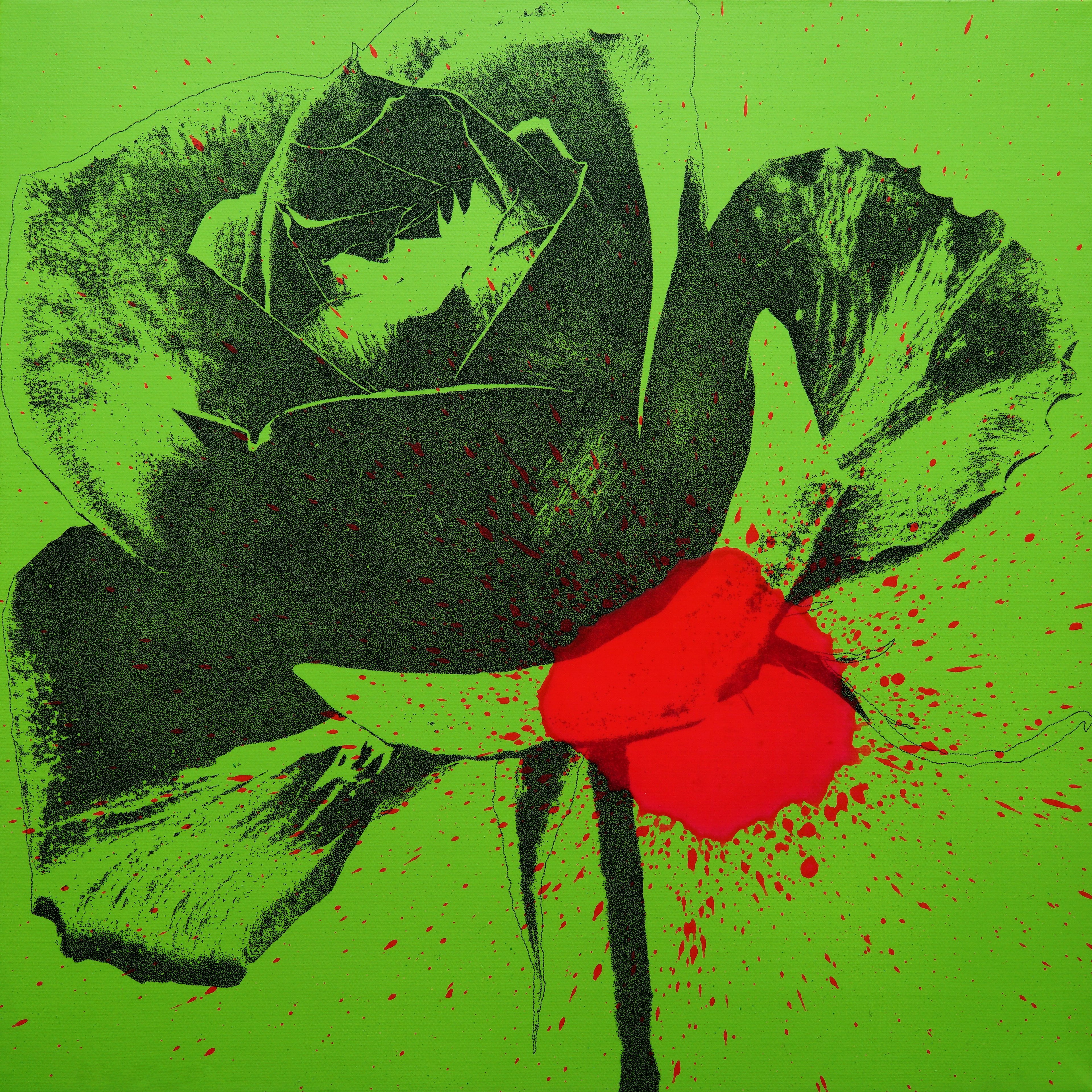 “Flower No.12(rose : green and pink version)”