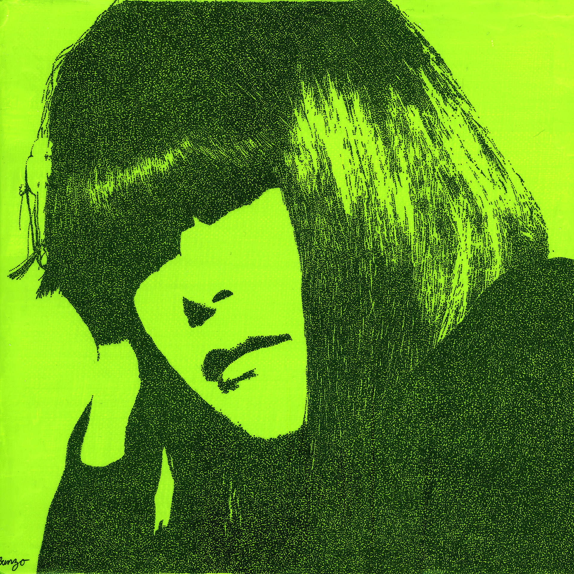 "The girl who puts her hand on her head(green)"