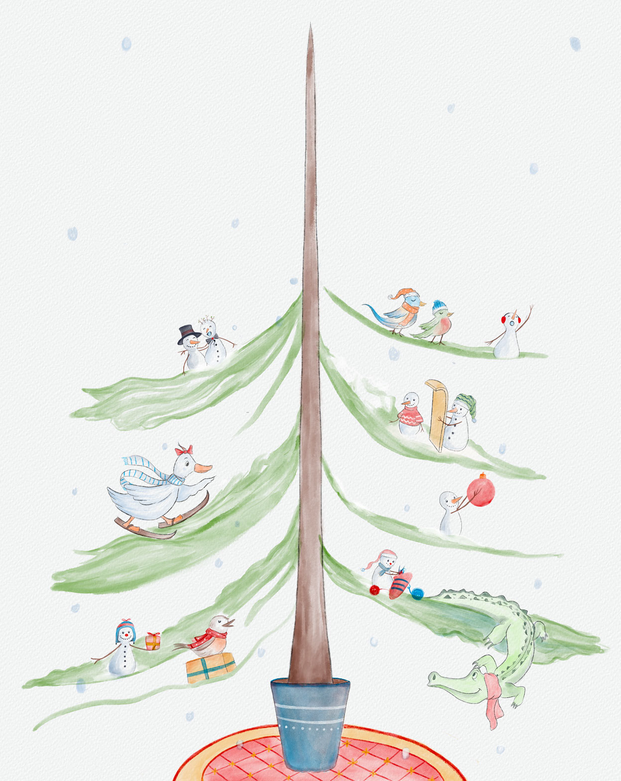 illustration christmas it's coming - internal - digital watercolor