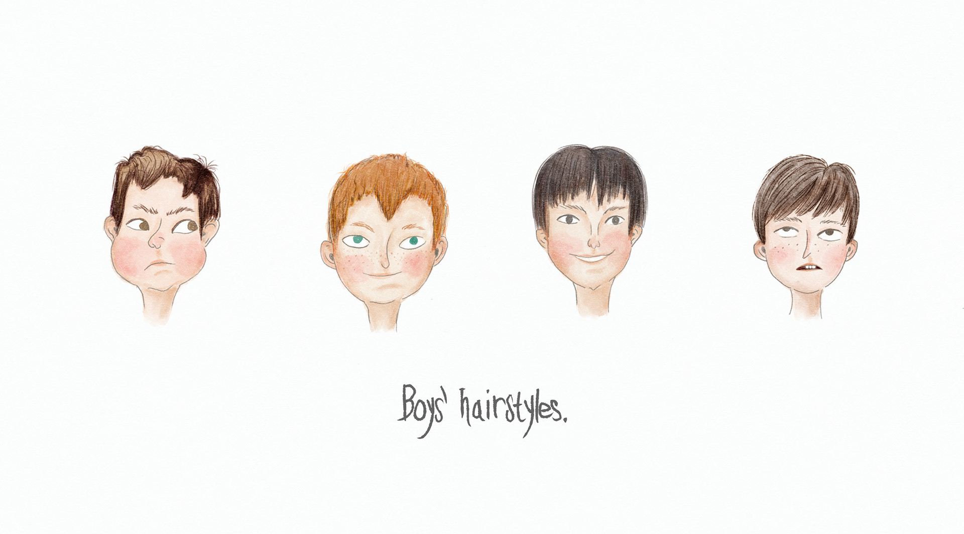 illustration characters - internal hairstyles - digital watercolor