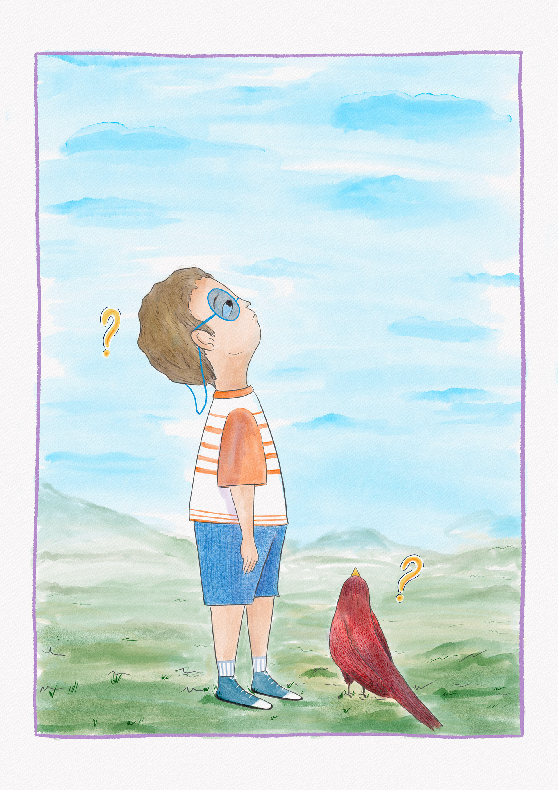 illustration comic nico bird - internal - digital watercolor