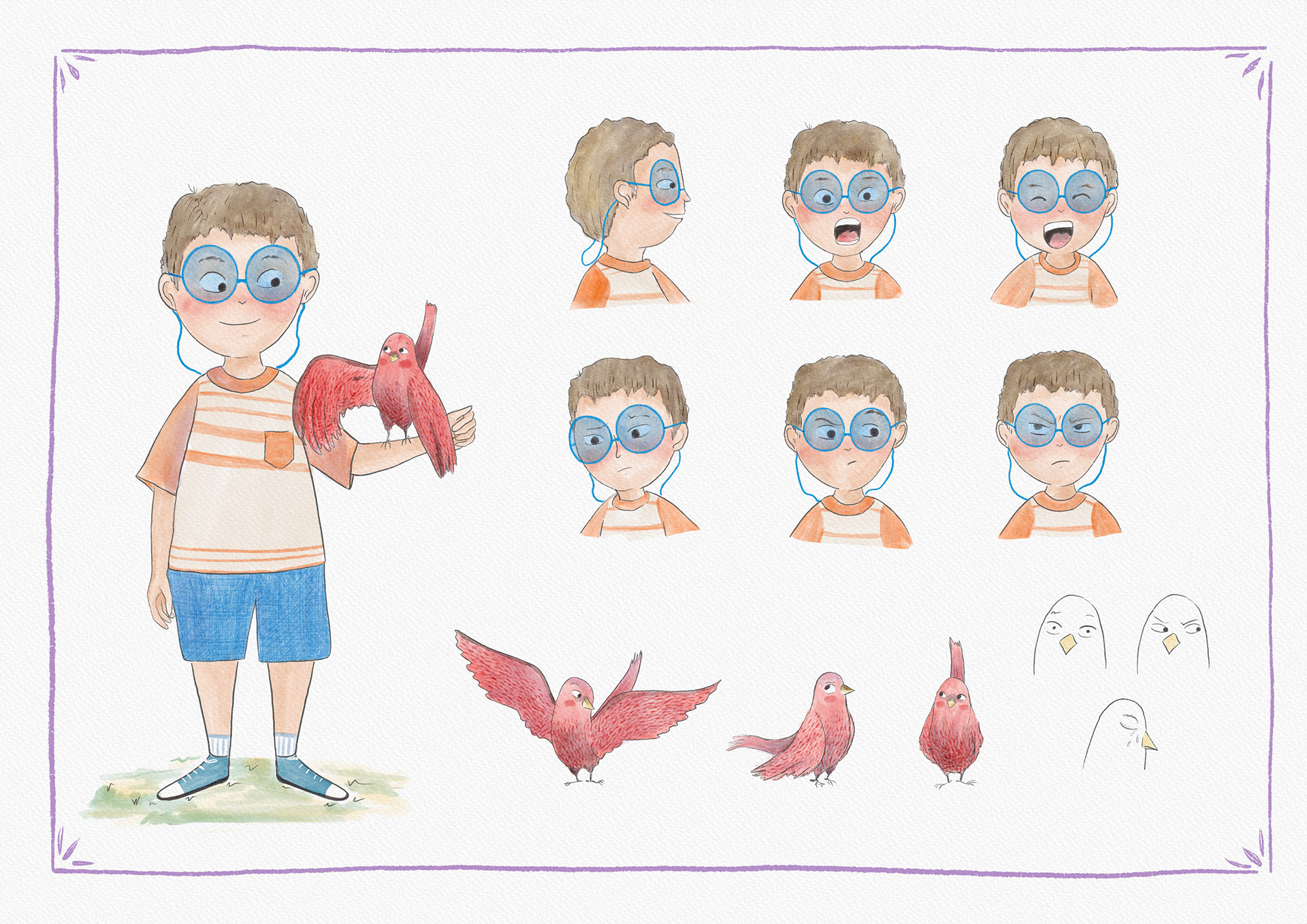 illustration comic nico bird - internal - digital watercolor