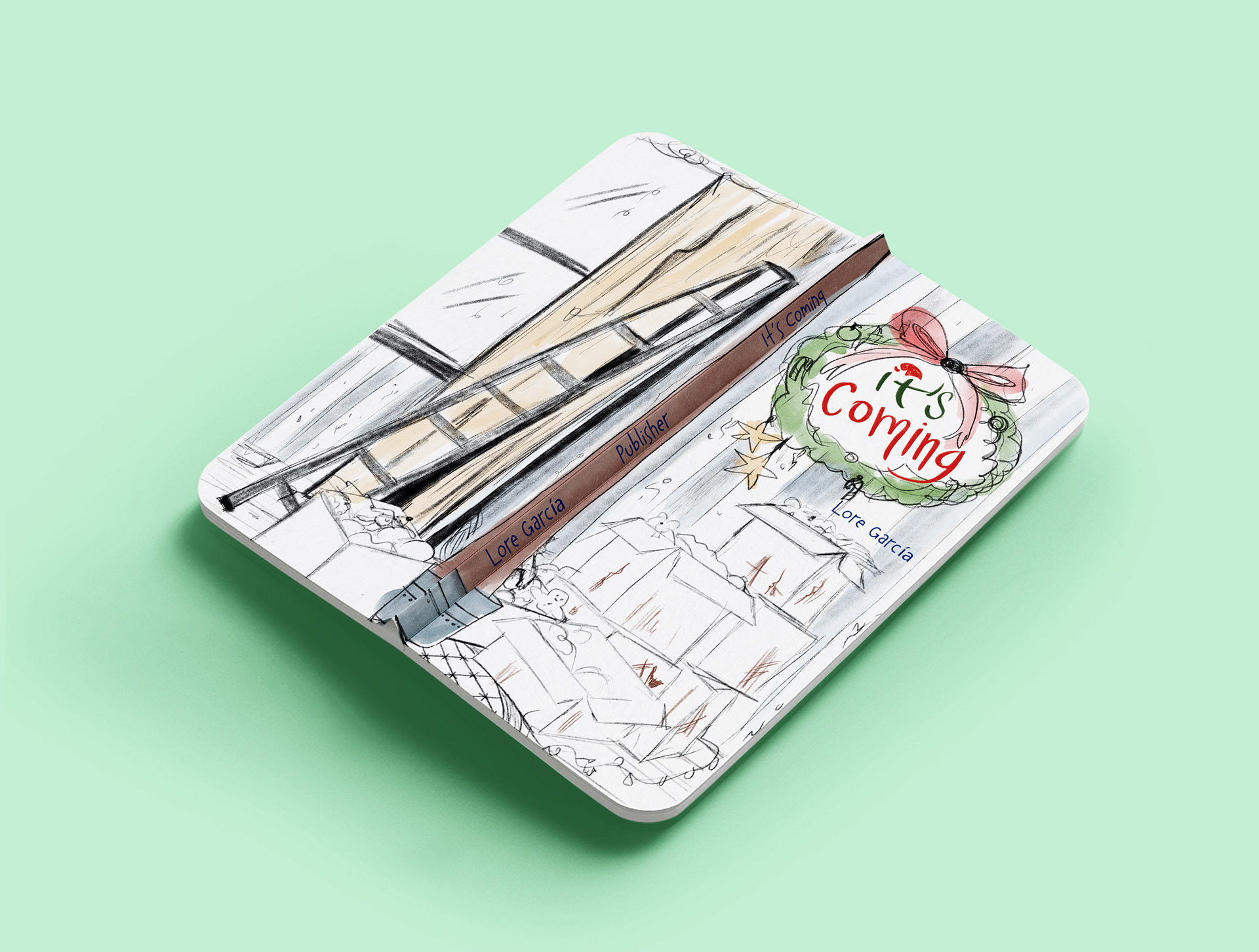 illustration christmas it's coming - mockup sketch - digital watercolor