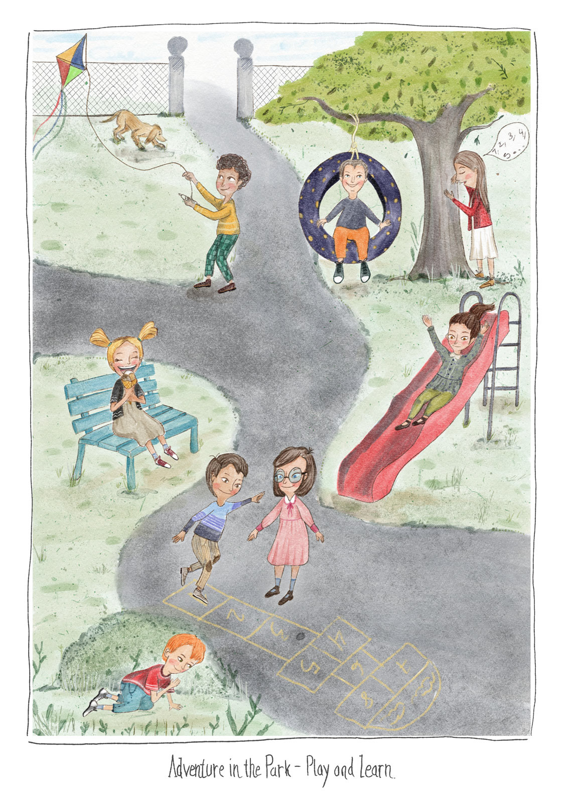 illustration textbook - internal children - digital watercolor