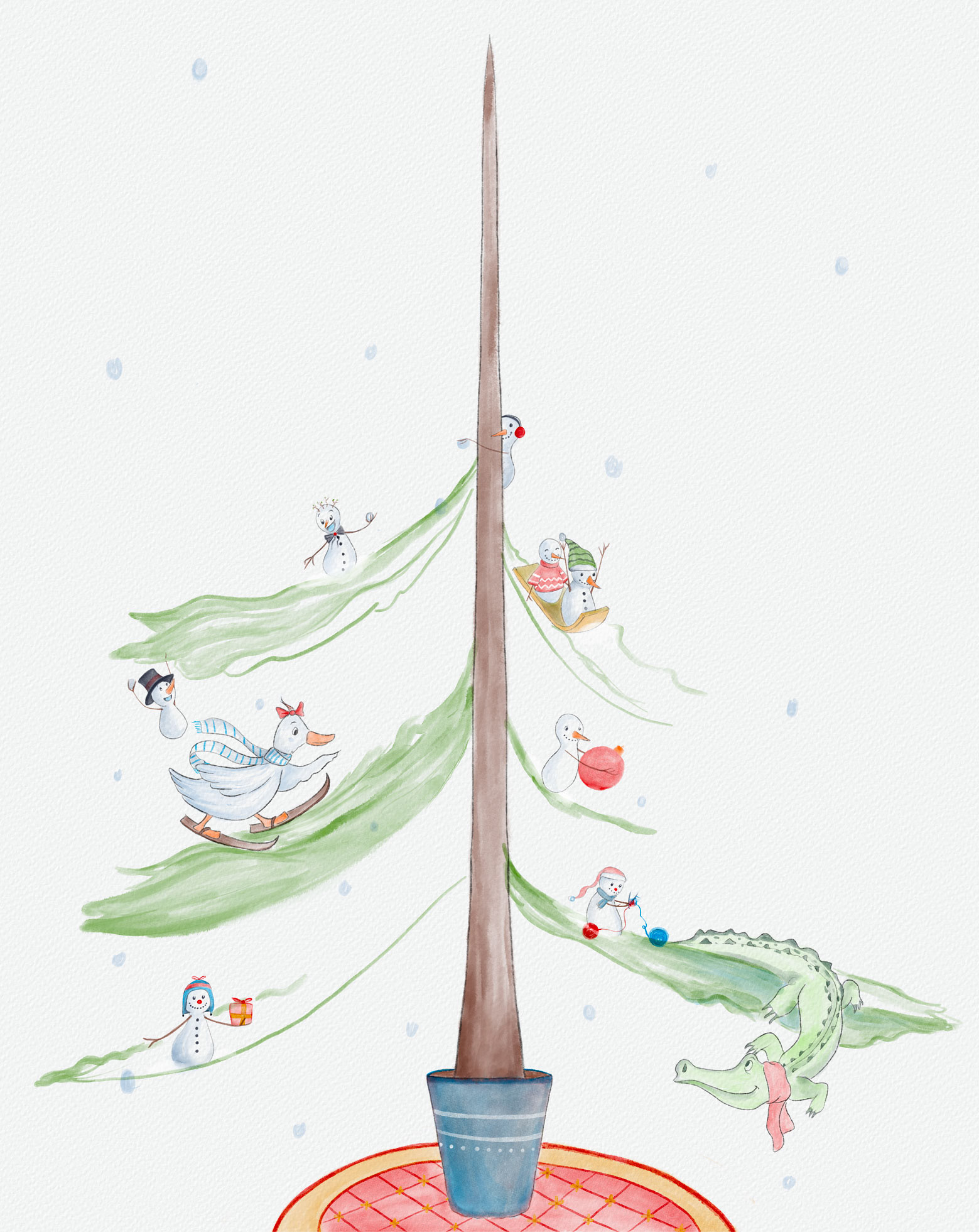 illustration christmas it's coming - internal - digital watercolor