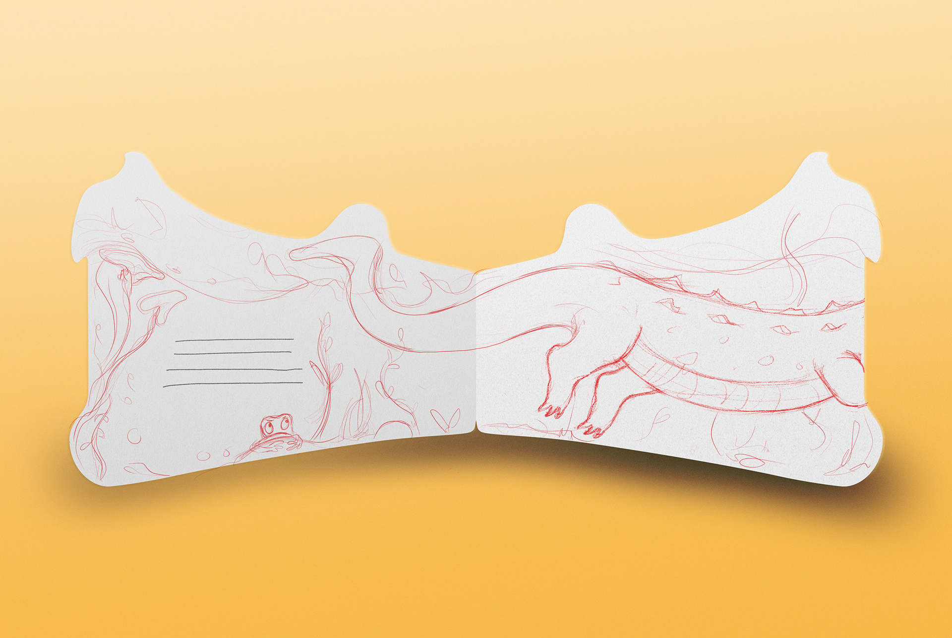 illustration crocodile teeth - mockup sketch