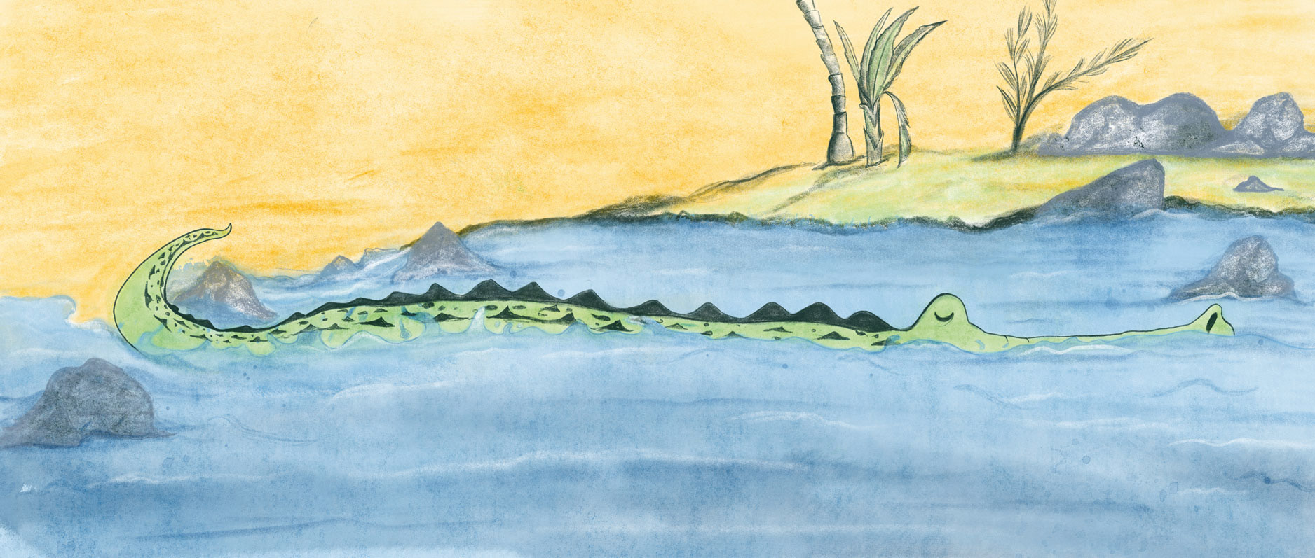 illustration crocodile teeth - internal - digital watercolor