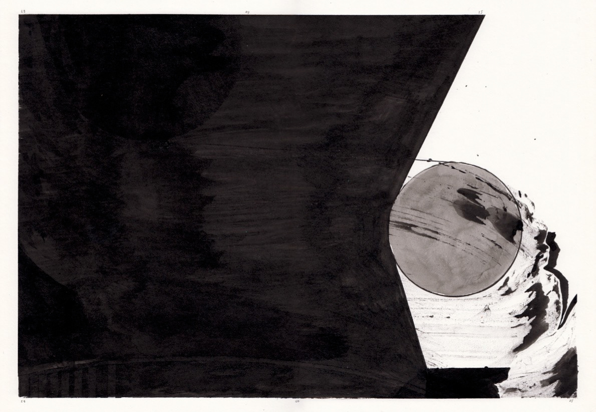 Verhandlungen (2025) Zeichentusche auf 290 g/m² Aquarellpapier 29,7 x 42 cm