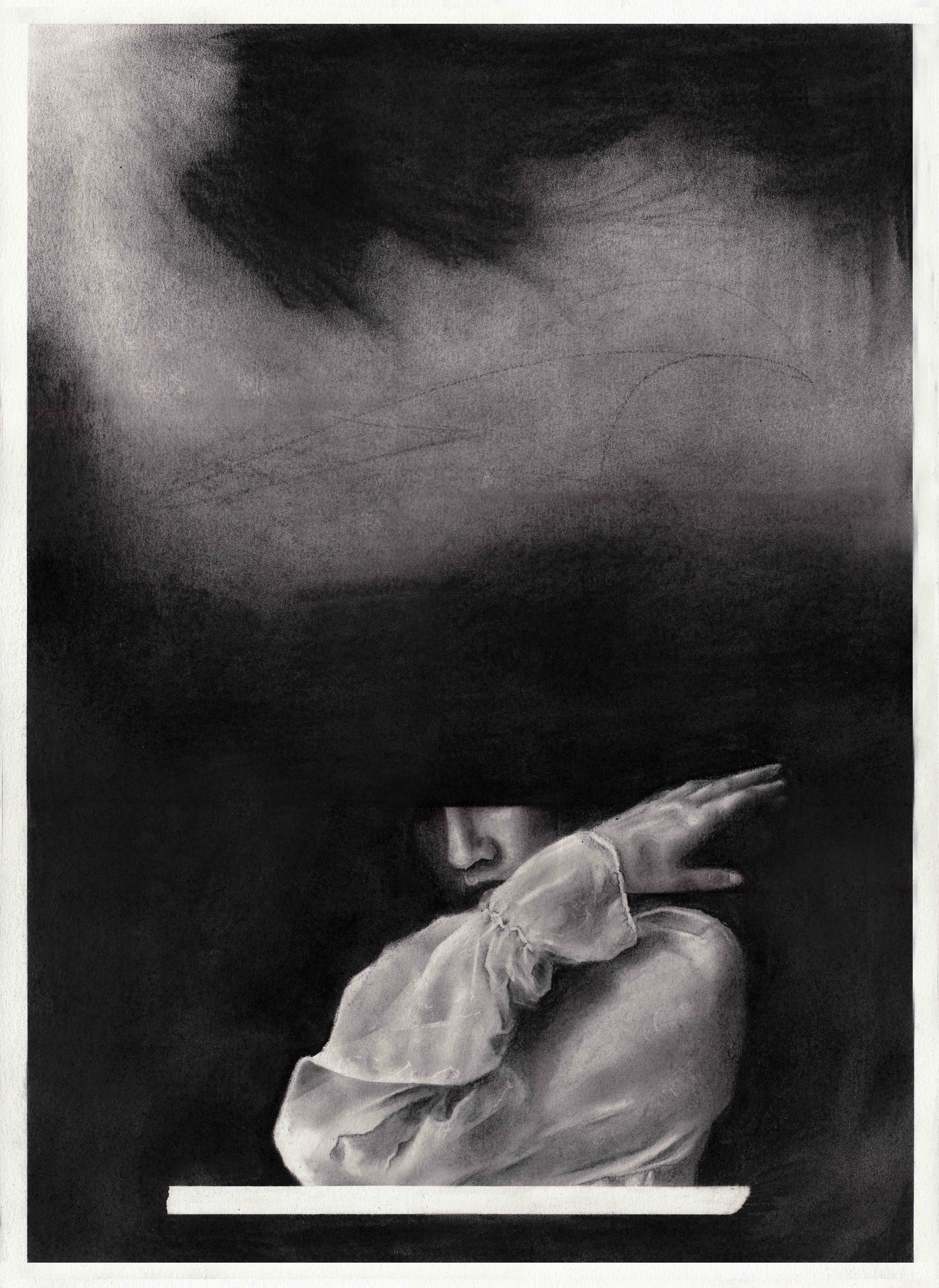 Mehr als gedacht (2025) Zeichenkohle auf 250 g/m² Aquarellkarton 50 x 70 cm 